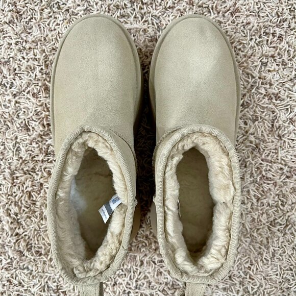 UGG Women’s Classic Ultra Mini New Heights Platform Boots Mustard Seed, Size 11 - Picture 6 of 16